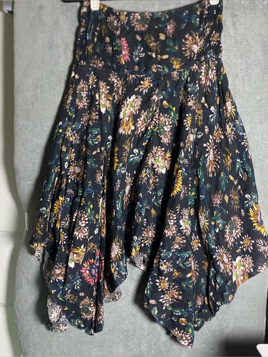 NATURAL LIFE Dresses & Skirts - Dark Floral Handkerchief Hem Skirt asymmetrical size XS/ small lagenlook boho